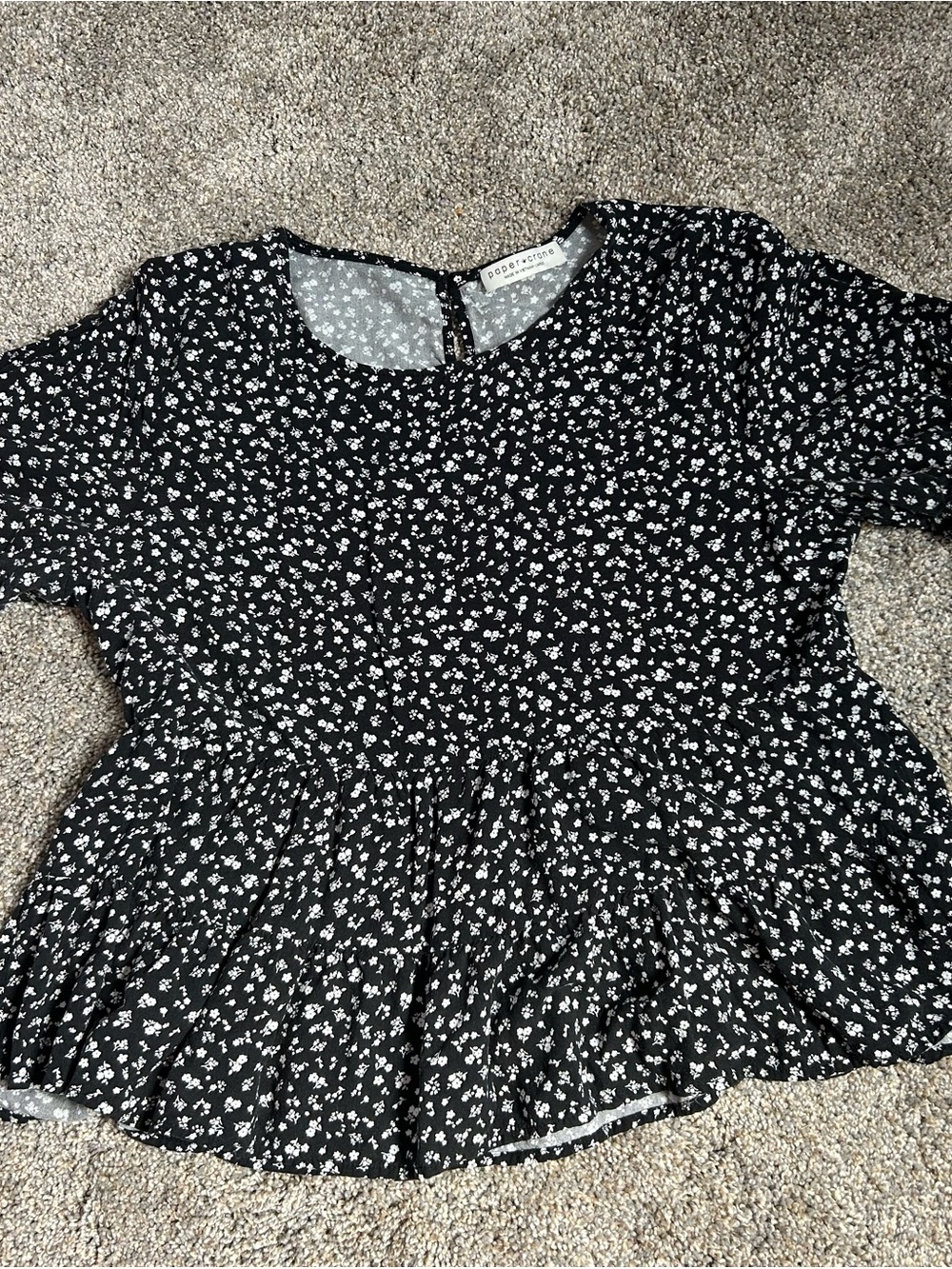 Paper Crane Black and White Floral Peplum Top